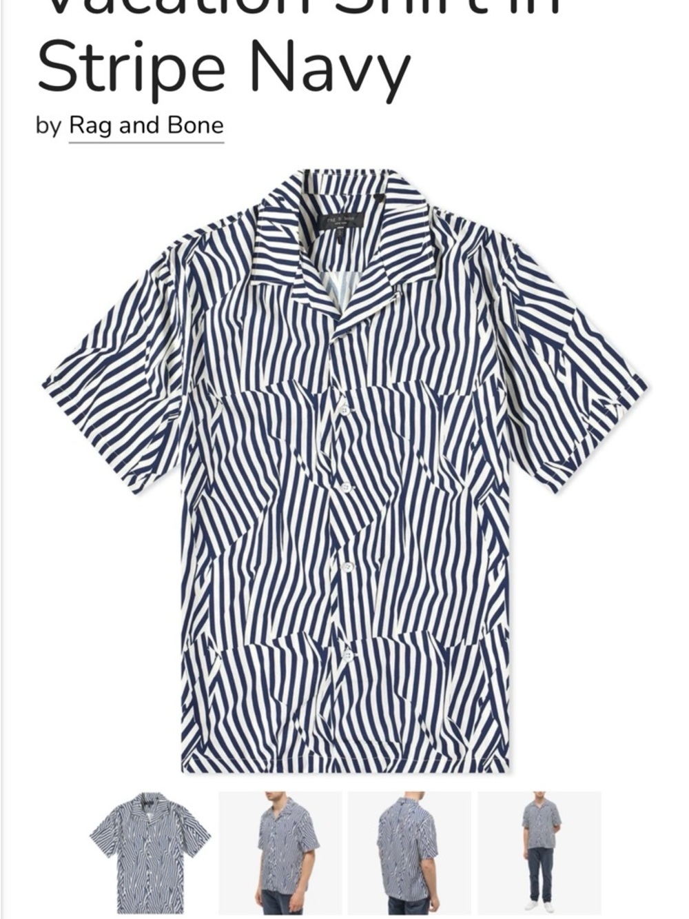 Rag & Bone Men's Avery Print Vacation Shirt in Stripe Navy